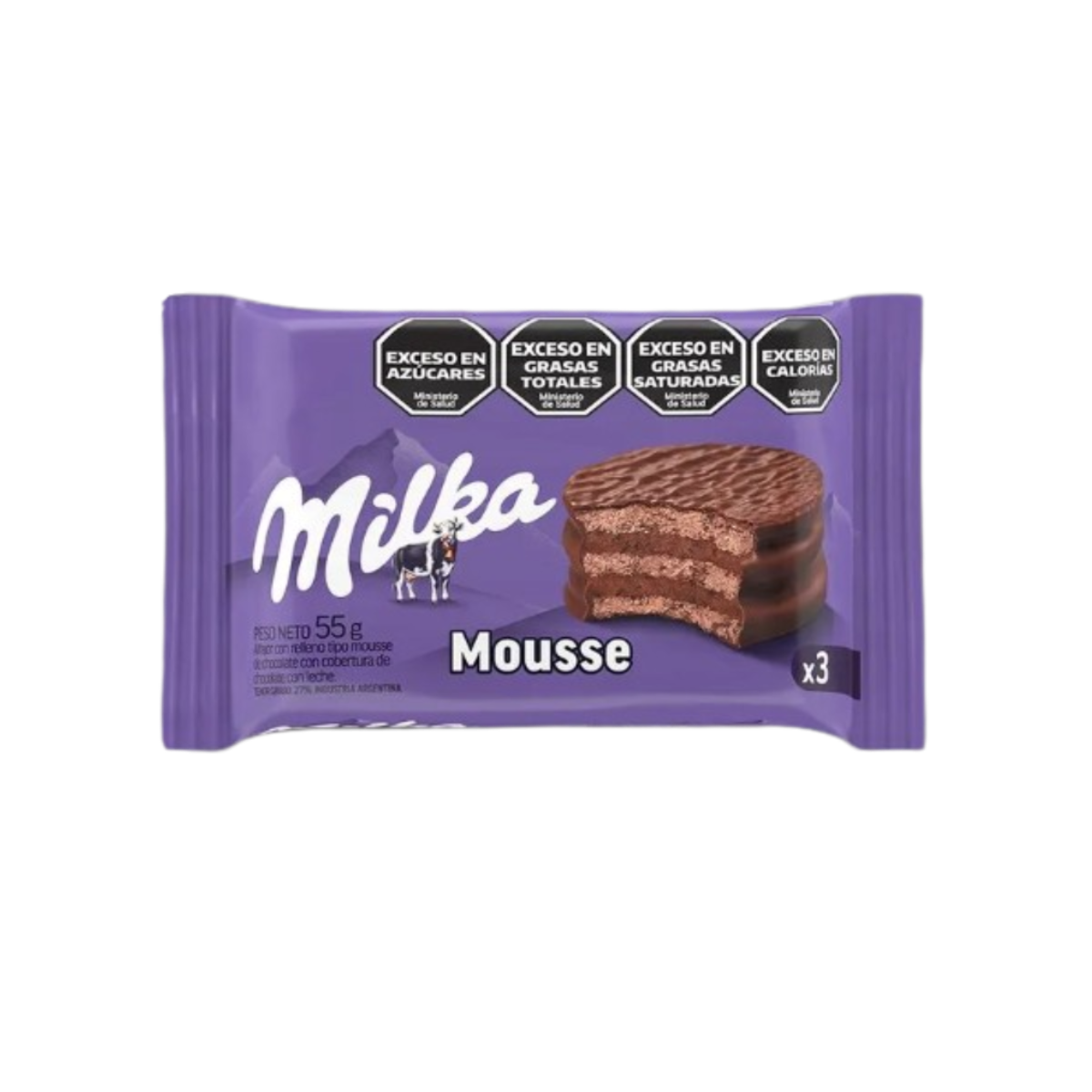 Alfajor chocolate triple - Mousse Milka -55 Gr